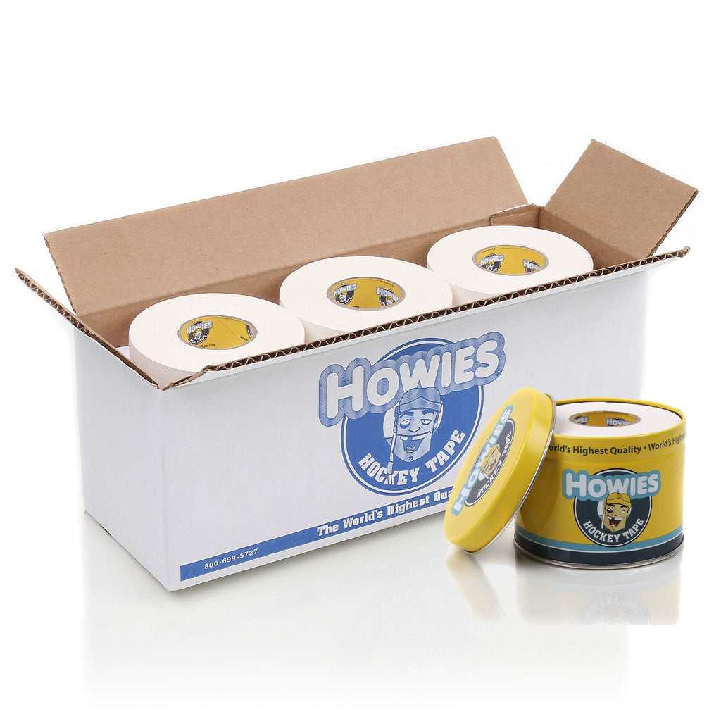 Howies Hockey Tape - White Cloth Hockey Tape (12 Pack) and Free Tape TIN
