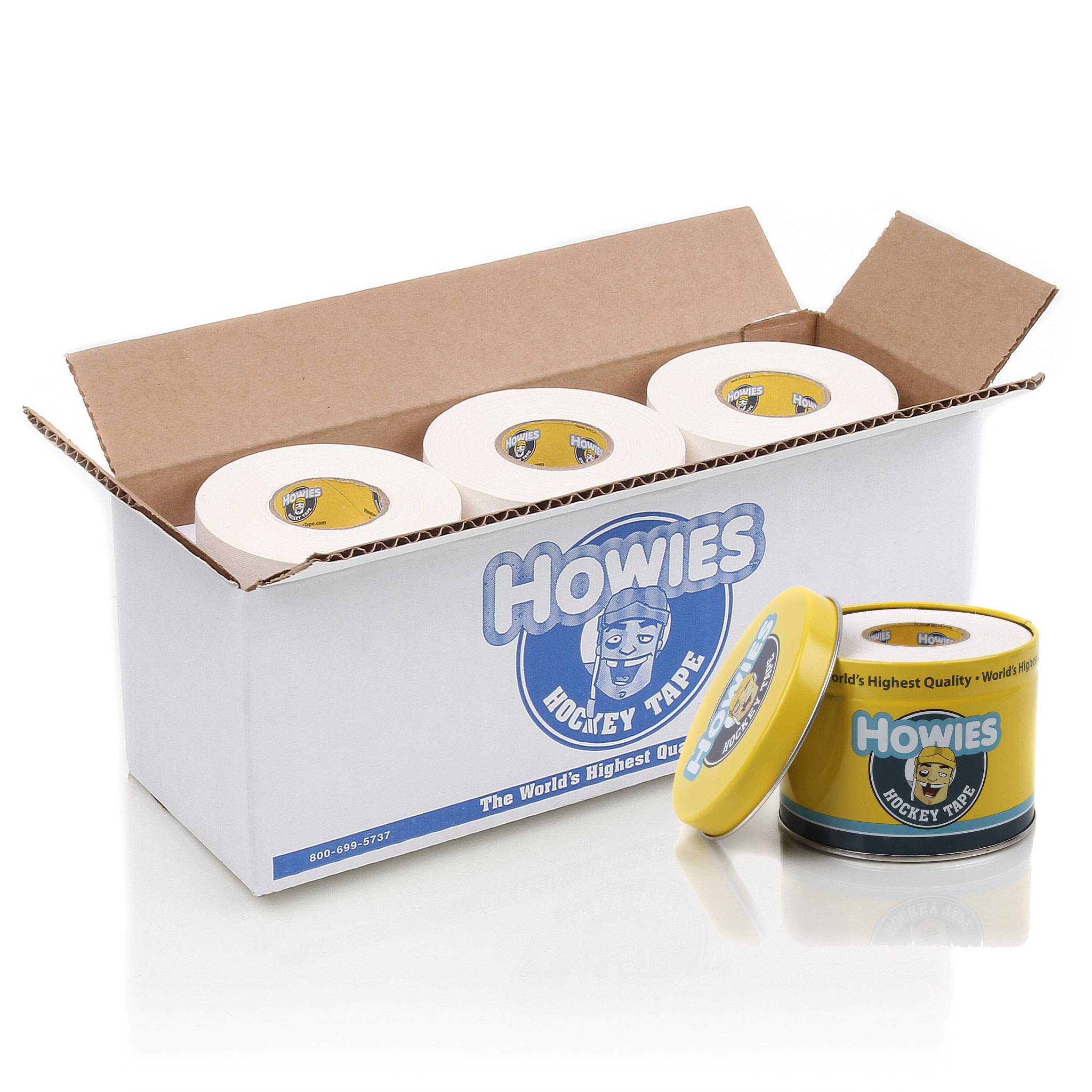 Howies Hockey Tape - White Cloth Hockey Tape (12 Pack) and Free Tape TIN