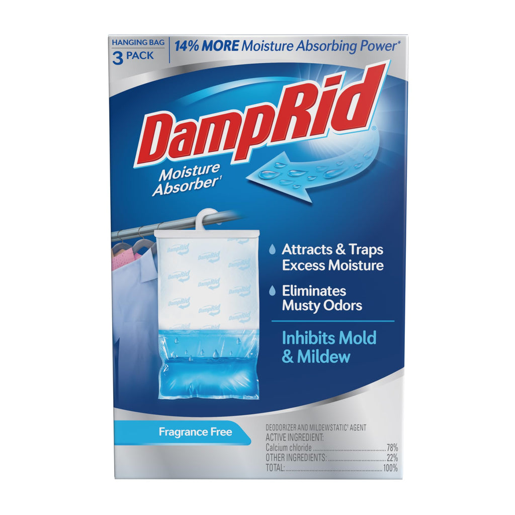 DampRid Fragrance Free Hanging Moisture Absorber 16 oz. 3 Pack - Eliminates Musty Odors for Fresher Air Ideal Moisture Absorbers for Closet 14% More Moisture Absorbing Power*